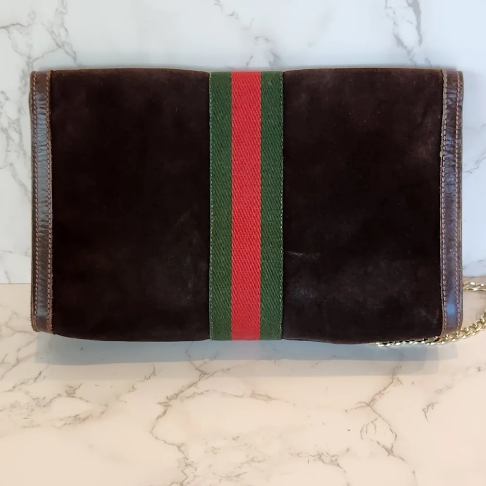 Vintage GUCCI Sherry Line Brown Suede Clutch - Picture 3 of 11